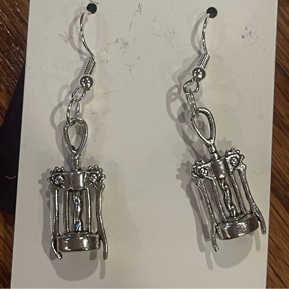 Wine corkscrew earrings